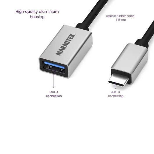 Adaptador USB-C para USB-A mtXtec Preto/Prateado 0,15 m