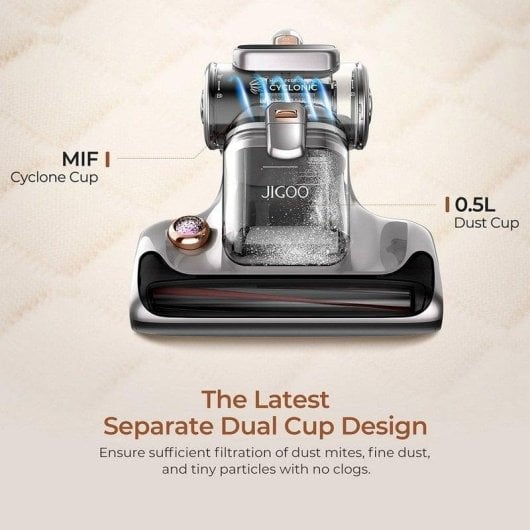 Aspirador de Estofos JIGOO T600 700W Filtro MIF Aromatização 0,5L LED