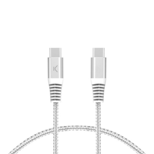 Cabo de dados e carregamento Ksix 60W USB-C para USB-C Power Delivery Carregamento ultrarrápido, trançado 2m branco