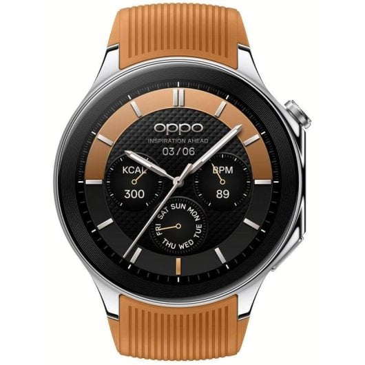 OPPO Watch X Reloj Smartwatch Caja Plateada y Correa Marrón