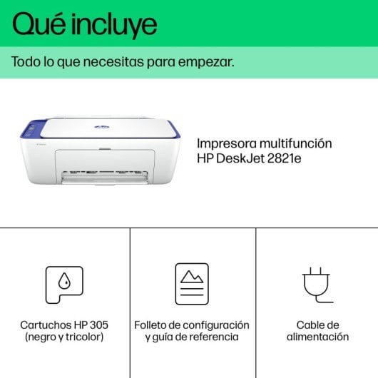 HP DeskJet 2821e Impresora Multifunción Color WiFi Blanca/Azul