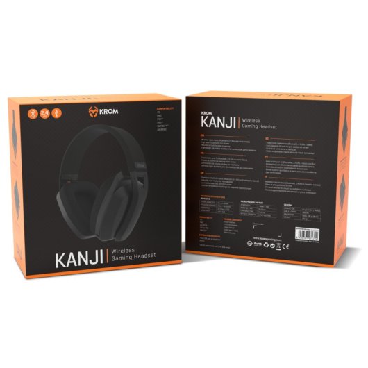 Krom Kanji Auriculares Gaming Inalámbricos para PC/Mac/Nintendo Switch/PS4/PS5/Android Negros