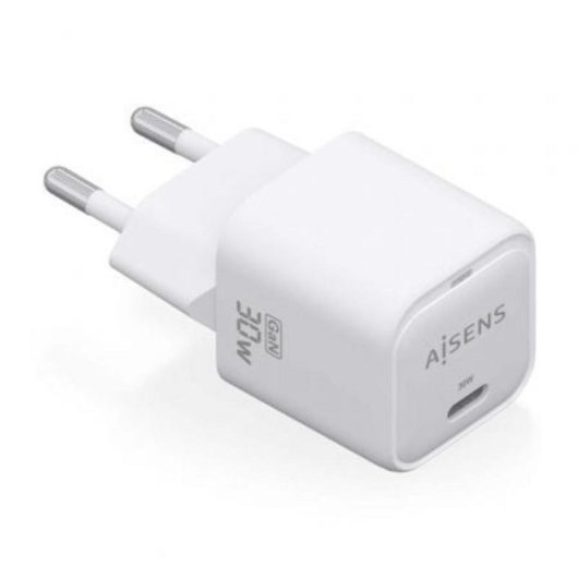 Carregador Aisens GaN 30W USB-C PD3.0 QC4.0 Branco Compacto