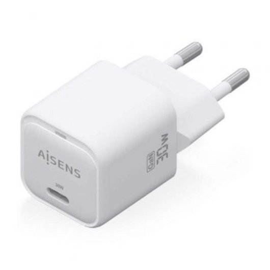 Carregador Aisens GaN 30W USB-C PD3.0 QC4.0 Branco Compacto
