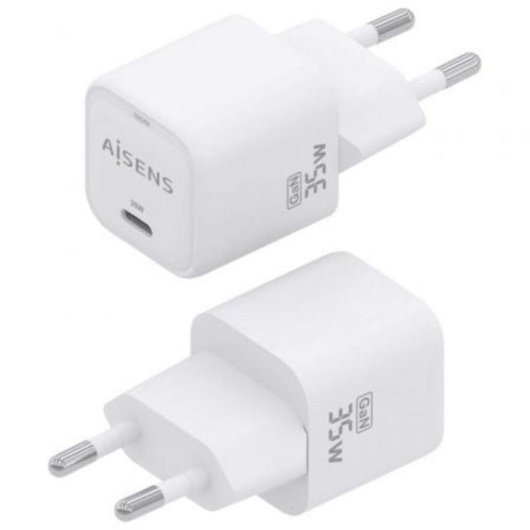 Carregador Aisens GaN 35W USB-C PD3.0 QC4.0 Branco Compacto