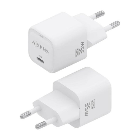 Carregador Aisens GaN 35W USB-C PD3.0 QC4.0 Branco Compacto