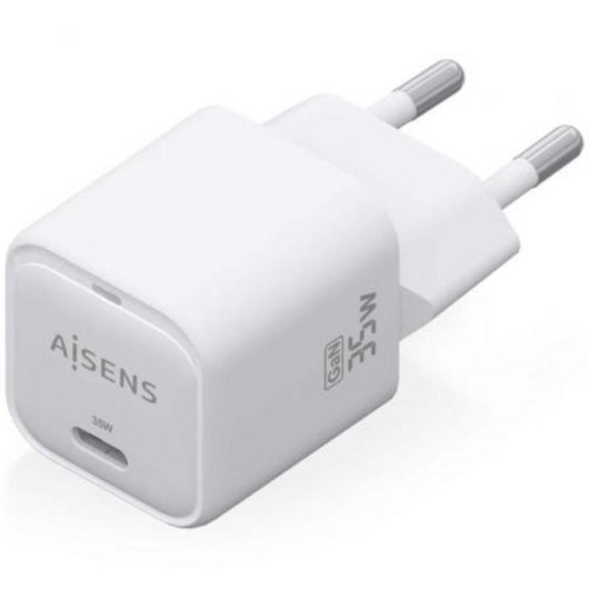 Carregador Aisens GaN 35W USB-C PD3.0 QC4.0 Branco Compacto