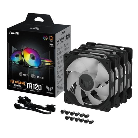 ASUS TUF Gaming TR120 ARGB Fan Triple Pack Ventilador Suplementario 120mm Negro