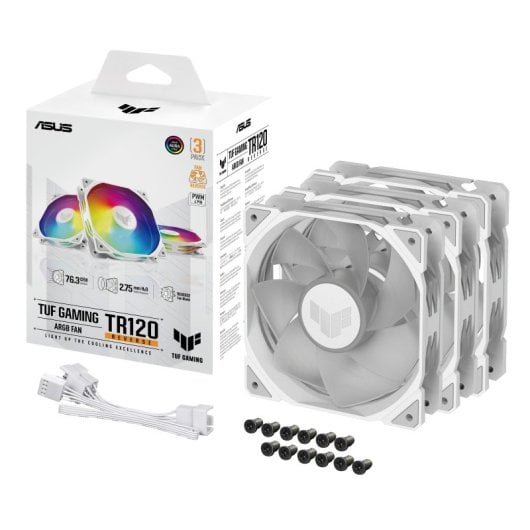 ASUS TUF Gaming TR120 ARGB Reverse Fan Triple Pack Ventilador Suplementario 120mm Blanco