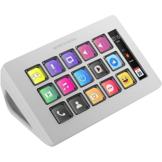 Mars Gaming MSD-ONE Control Deck Slim 15 Teclas Personalizables Pantalla LCD Windows y MacOS Blanco