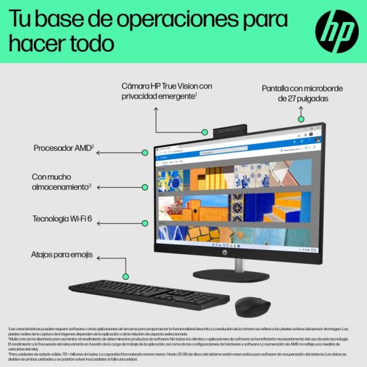 Hp All-in-one 27-cr0025ns Amd Ryzen 3 7320u 8gb 512gb Ssd 27 