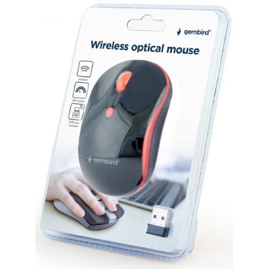 Mouse ottico wireless Gembird, nero/rosso