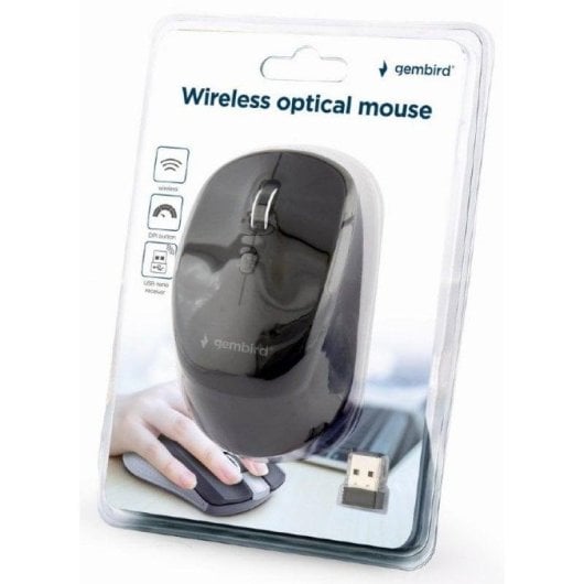 Ratón Gembird MUSW-4B-05 Inalámbrico 1600 DPI Negro 4 Botones Nanoreceptor USB
