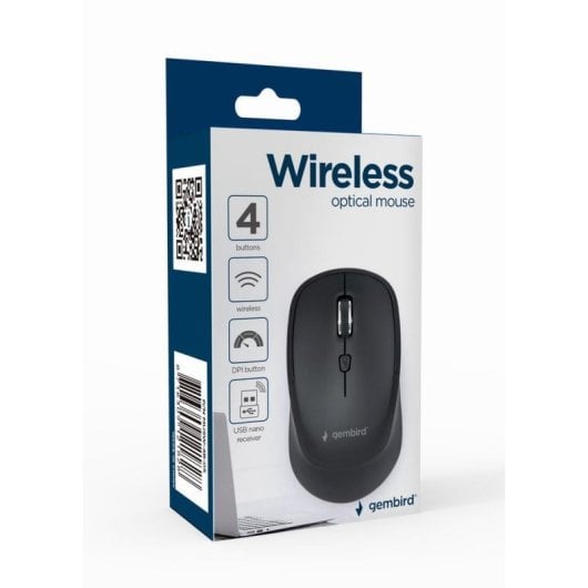 Ratón Gembird MUSW-4B-05 Inalámbrico 1600 DPI Negro 4 Botones Nanoreceptor USB