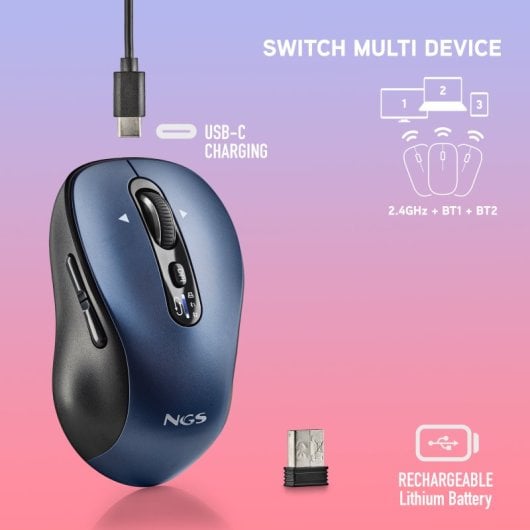 NGS INFINITY RB Ratón Multidispositivo Inalámbrico Bluetooth 3200 DPI Azul
