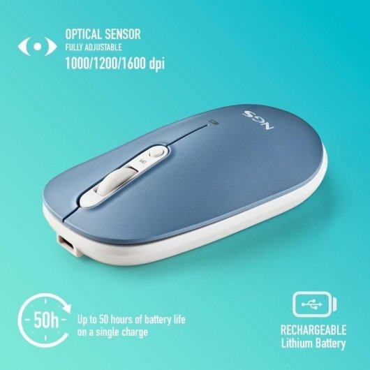 Maus NGS SHELL RB Multimodus Bluetooth 1600 DPI Mehrfarbig Wiederaufladbar