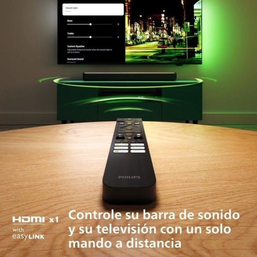 Barra de Som Philips TAB5109 2.0 60W Bluetooth HDMI ARC Cinza Dolby Digital Plus