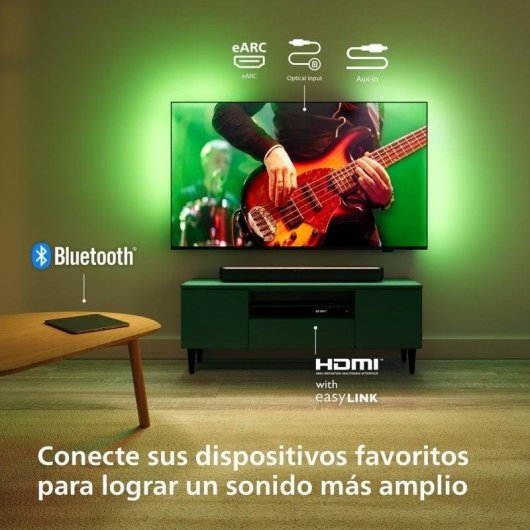 Barra de Som Philips TAB5109 2.0 60W Bluetooth HDMI ARC Cinza Dolby Digital Plus