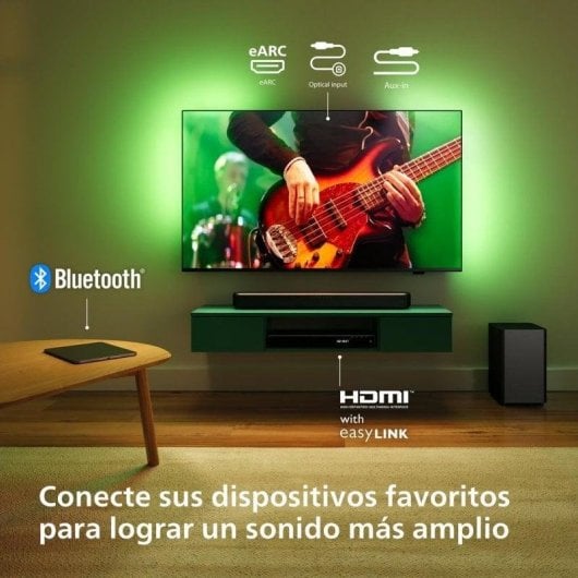 Barra de Som Philips TAB5309 2.1 120W Bluetooth Subwoofer Sem Fios Dolby Digital Plus