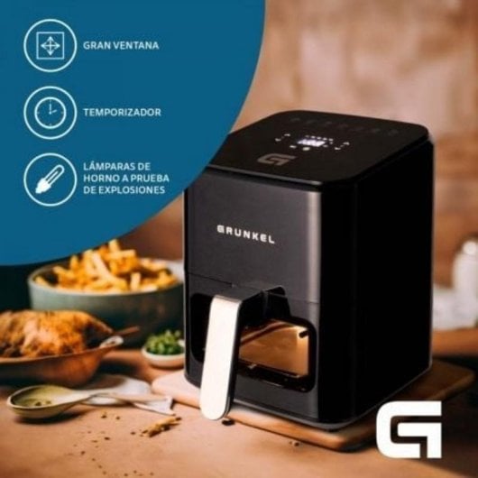 Fritadeira de Ar Grunkel Black Easy Fryer 4L 1200W com Janela e Iluminação Interior