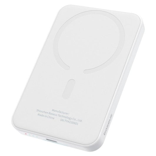Baseus Powerbank 5000mAh mit MagSafe Wireless Charging 20W Weiß + USB-C auf USB-C Kabel 30cm Weiß
