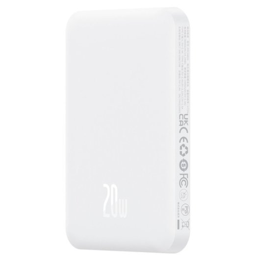 Baseus Powerbank 5000mAh mit MagSafe Wireless Charging 20W Weiß + USB-C auf USB-C Kabel 30cm Weiß