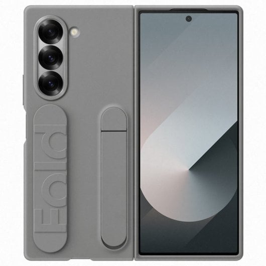 Capa Samsung Galaxy Z Fold6 com suporte e aderência em cinza