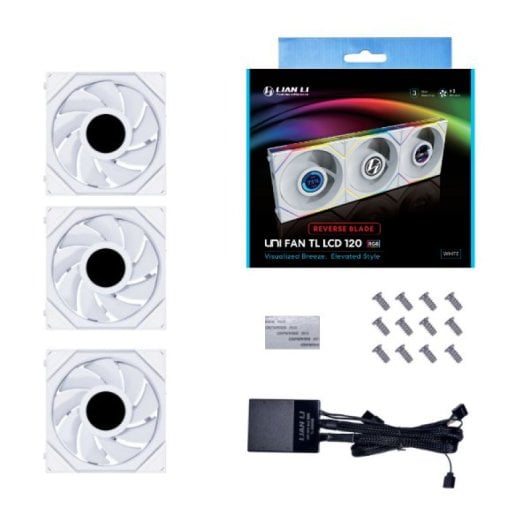Lian-Li UNI TL LCD Pack de 3 ventilateurs supplémentaires 120 mm Blanc