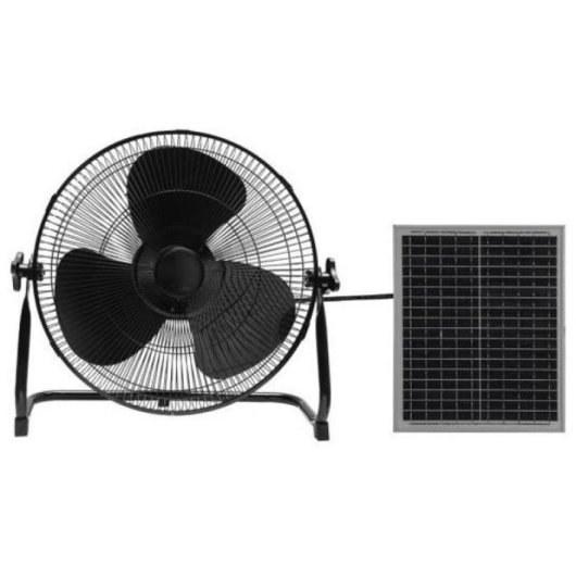 Iluminashop 309565 Ventilador de Suelo Solar 25W USB Negro