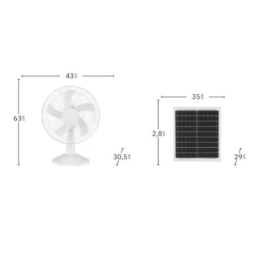Iluminashop 309563 Ventilador de Mesa Solar 20W Blanco