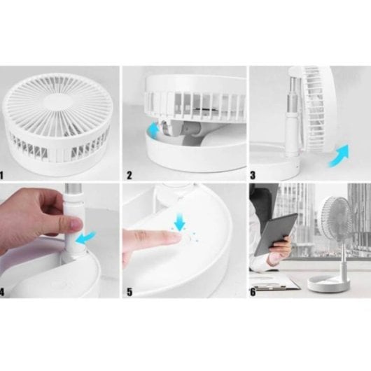 Iluminashop 349614 Ventilador de Pie Plegable con Altura Regulable con Mando a Distancia 10W Negro