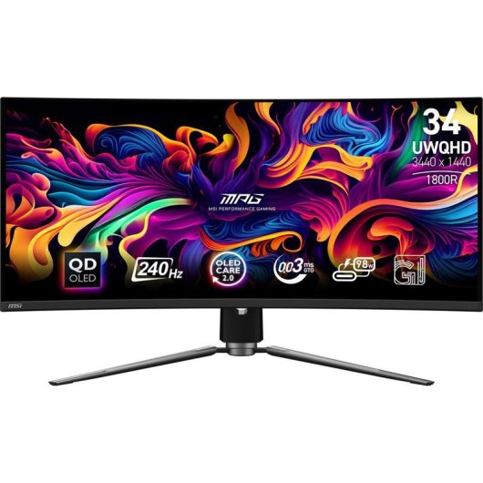 Monitor MSI MPG 341CQPX QD-OLED 34" UWQHD 240Hz QD-OLED Curvo 0,03ms USB-C
