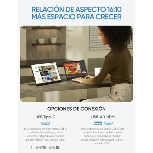 Arzopa Z1RC 16" LED IPS QHD 2.5K FreeSync USB-C