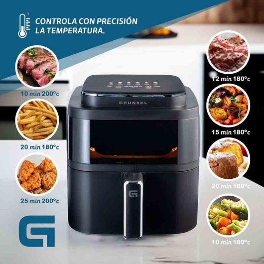 Airfryer Grunkel Black Light Fryer 6L 1400W 12 Programma's Touch Display