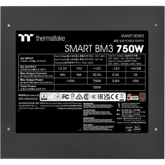 Thermaltake Smart BM3 PCIE5 750W 80 Plus Bronze Semi Modular