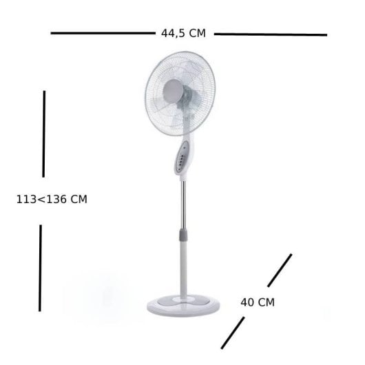 Iluminashop 309539 Ventilador de Pie con Mando a Distancia 45W Blanco/Gris