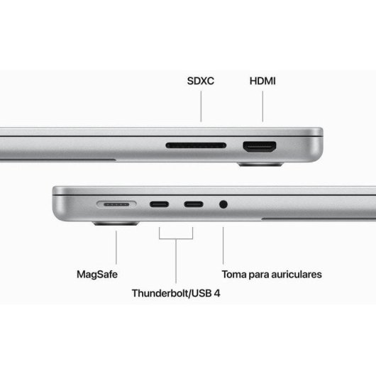 Apple MacBook Pro Apple M3 8 Núcleos/16GB/1TB SSD/GPU 10 Núcleos/14.2" Silver IT