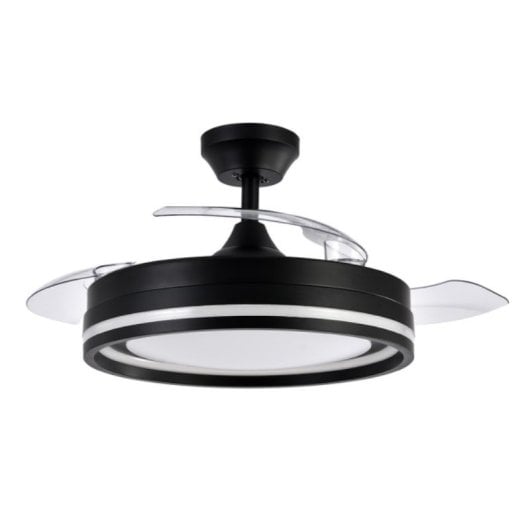 Iluminashop 350476 Ventilador de Techo LED con Mando a Distancia y Palas Retractiles 72W Negro