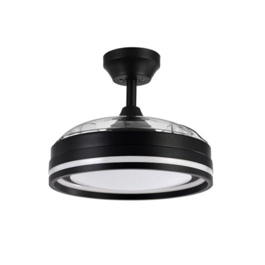 Iluminashop 350476 Ventilador de Techo LED con Mando a Distancia y Palas Retractiles 72W Negro