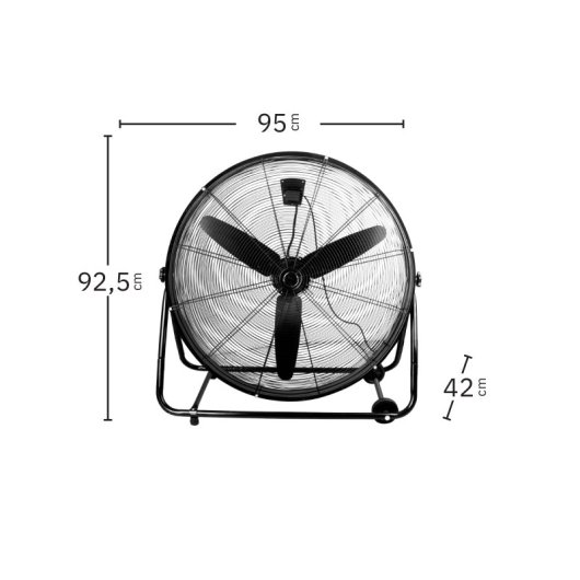 Iluminashop 309523 Ventilador de Suelo Industrial 360W Negro