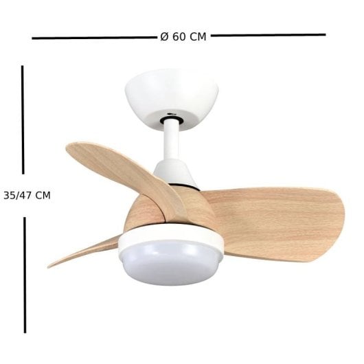 Iluminashop 305324 Ventilador de Techo LED Verano e Invierno con Mando a Distancia 24W Blanco/Haya
