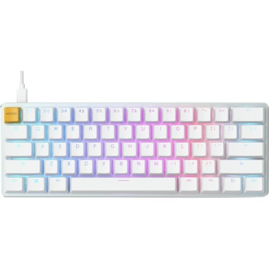 Glorious GMMK Compact 60% Teclado Gaming White Edition Gateron Brown Layout USA