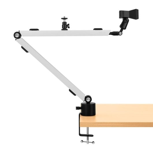 Streamplify MOUNT ARM Soporte para Montaje en Escritorio de Micrófono/Smartphone/Ring Lamp Blanco