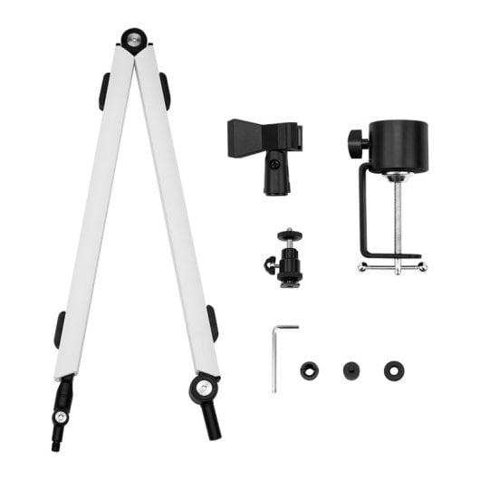Streamplify MOUNT ARM Soporte para Montaje en Escritorio de Micrófono/Smartphone/Ring Lamp Blanco