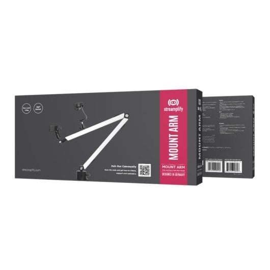 Streamplify MOUNT ARM Soporte para Montaje en Escritorio de Micrófono/Smartphone/Ring Lamp Blanco