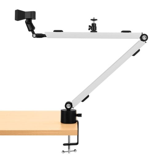 Streamplify MOUNT ARM Soporte para Montaje en Escritorio de Micrófono/Smartphone/Ring Lamp Blanco