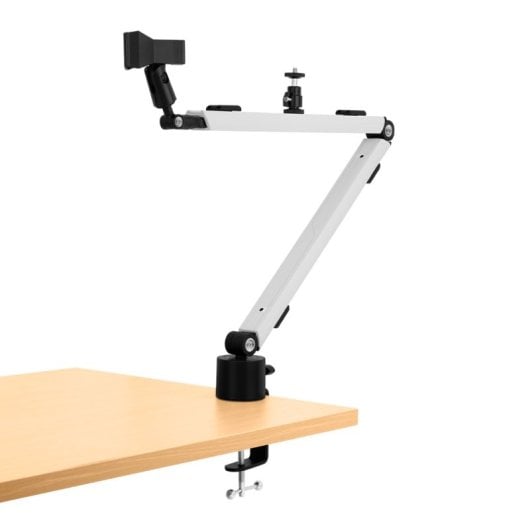 Streamplify MOUNT ARM Soporte para Montaje en Escritorio de Micrófono/Smartphone/Ring Lamp Blanco