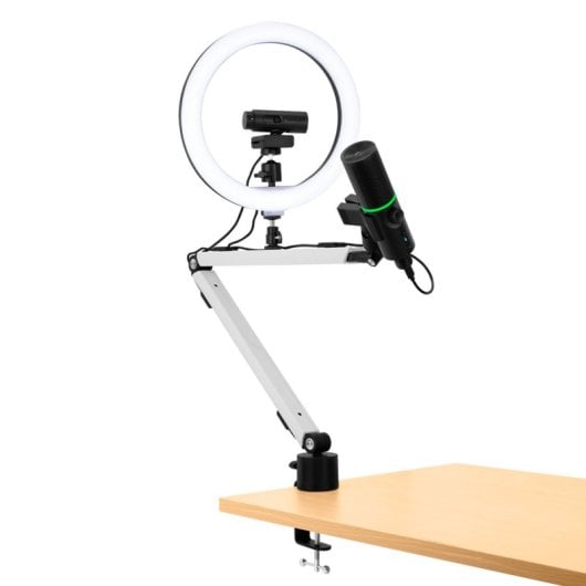Streamplify MOUNT ARM Soporte para Montaje en Escritorio de Micrófono/Smartphone/Ring Lamp Blanco