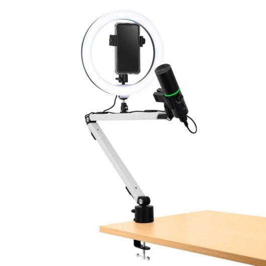 Streamplify MOUNT ARM Soporte para Montaje en Escritorio de Micrófono/Smartphone/Ring Lamp Blanco
