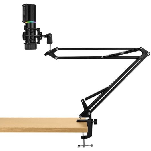 Streamplify MIC ARM Micrófono de Estudio Cardioide RGB con Brazo de Montaje Negro